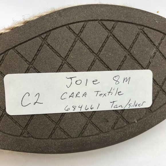 JOIE Cara Platform Espadrilles Womens 8M Tan & Silver Fabric Memory Foam 684661 - Picture 9 of 10